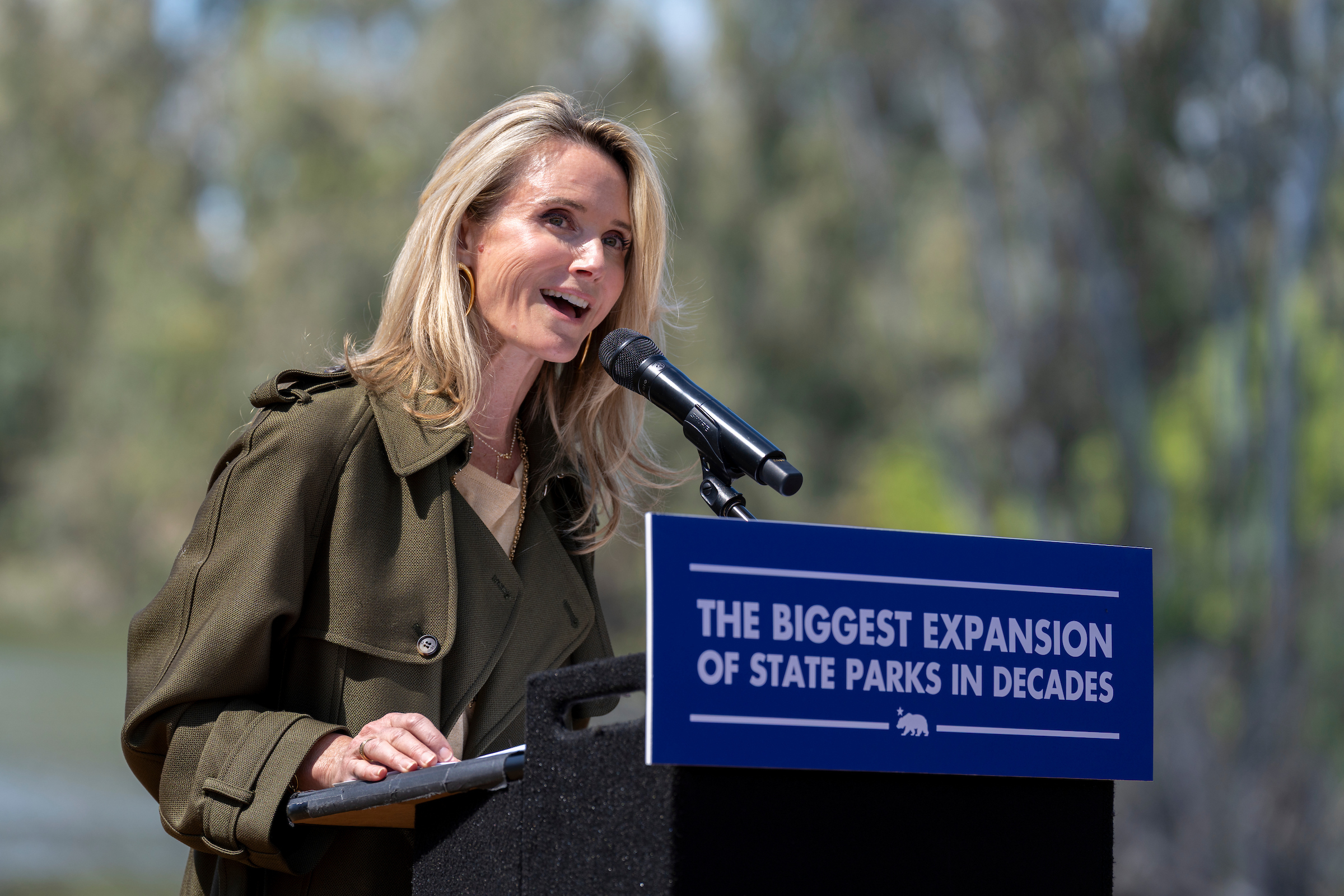 First Partner Jennifer Siebel Newsom speaking on Earth Day 